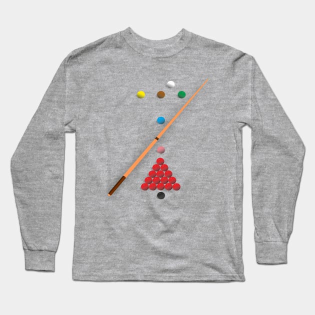 Snooker  design showing all the balls as they are on the table at the start of a frame Long Sleeve T-Shirt by AJ techDesigns